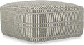 SIMPLIHOME Safford Square Pouf - 20 inch Wide Upholstered PET Polyester Ottoman in Natural/Travertine/White, Boho Indoor/Outdoor Footstool or Extra Seating for Living Room or Bedroom, Assembled