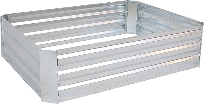 Sunnydaze 11.75" H Raised Metal Garden Bed - Galvanized Raised Garden Bed Outdoor for Vegetables and Flowers - Silver - 4' x 3' Rectangle