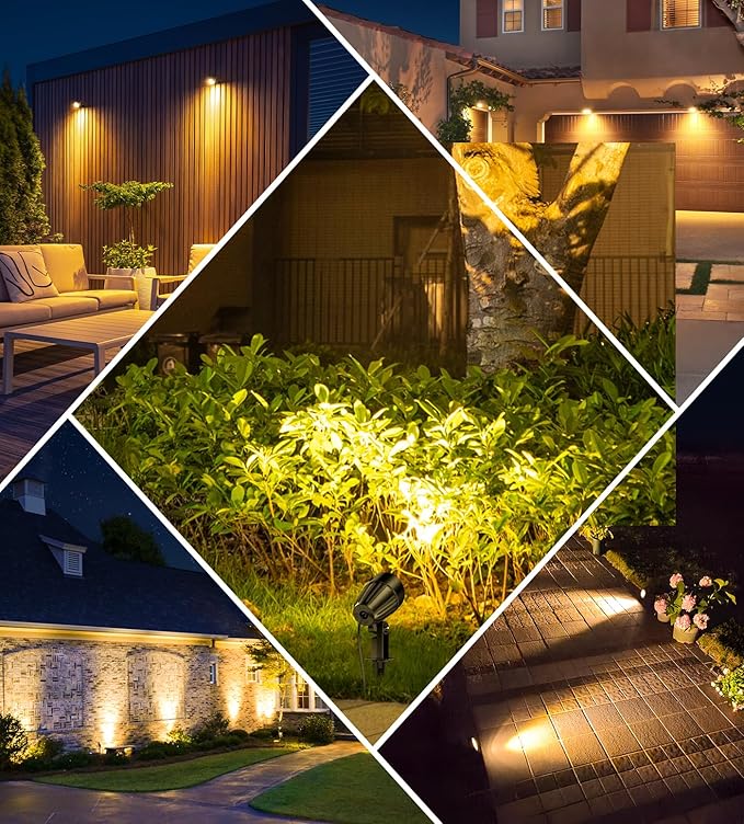 MEIKEE 7W 800lm Low Voltage Landscape Lights, 12V 24V LED Landscape Lighting with Connectors, 2700K IP66 Waterproof Outdoor LED Spotlights for Garden Pathway Yard Decoration (8 Pack)