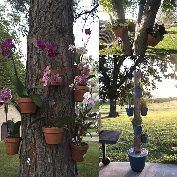 Terracotta Pot Hangers for 4-9in Clay Pots, Anti-Rust Iron Wall Plant Hangers Indoor/Outdoor, 4 Pack