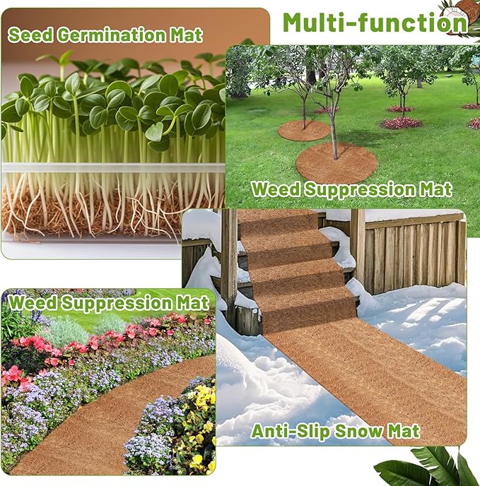 Remiawy Coco Liner Fiber Roll, 16 x 40 Inch Natural Coconut Coir Liner Sheet Coco Mat for Planter Flower Basket, Garden Decoration, Reptile Carpet, Animal Pet Pad, Window Box, DIY Moss Pole, Tortoise