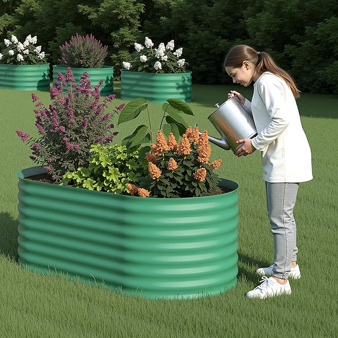 Garvee 4x2x2 ft Galvanized Raised Garden Bed Outdoor, 24 in Tall Metal Planter Box for Flowers Vegetables, Rust-Resistant Raised Garden Beds for Gardening, Easy Assembly Outdoor Garden Box & Planters