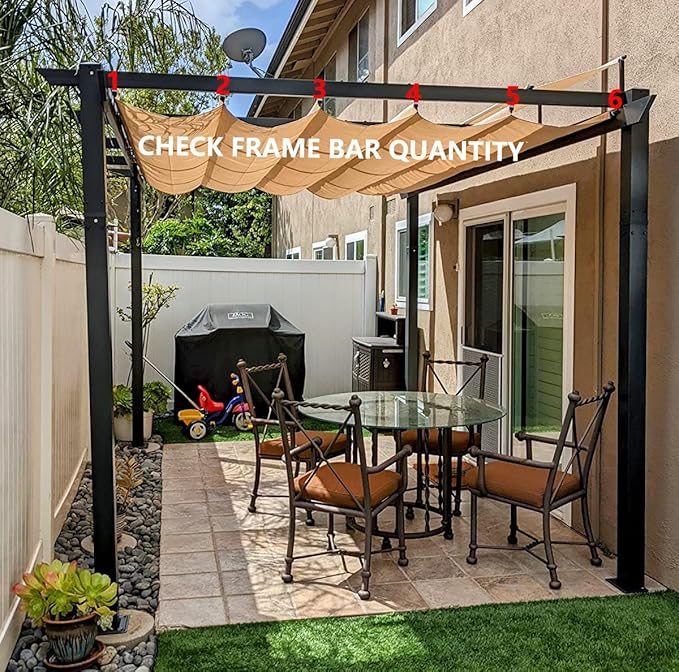 Pergola Shade Cover Replacement Canopy Top Compatible with 10 X 10 ft 6-Bar Pergola Frames - Beige (Canopy Size 116" W x 95" L, Canopy Top Only)