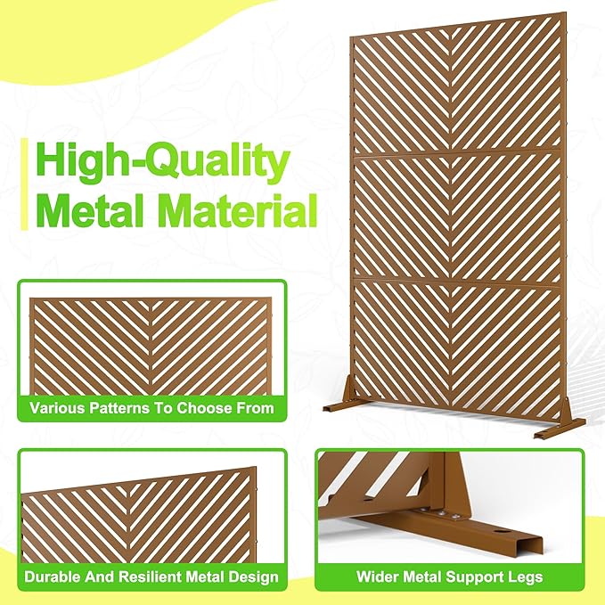 Outdoor Privacy Screen,72" H×47" W Metal Privacy Screen, Freestanding Privacy Fence Panels for Patio