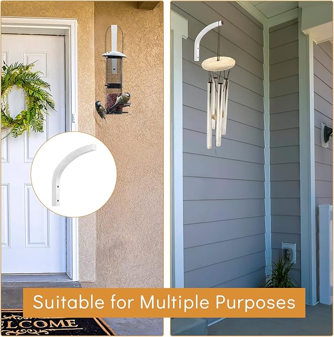 Juexica 4 Pcs Plant Hanger Wooden, 8 Inch Hanging Plant Hooks for Indoors and Outdoor, Wall Mounted Hanging Hook Brackets for Planters Lanterns Wind Chimes and Bird Feeders Patio Decor(White)