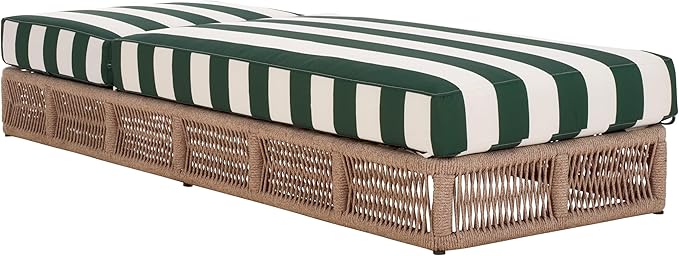 SAFAVIEH Outdoor Collection Gillian Heather Tan & Hunter Green Stripe Chaise Lounge Chair (Fully Assembled)