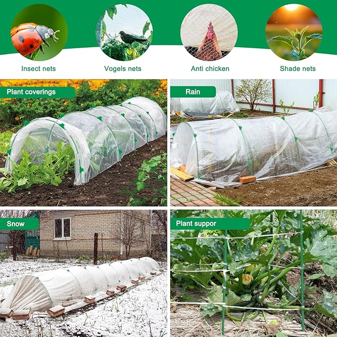 Greenhouse Hoops Grow Tunnel, 6 Sets of 8FT Long Garden Hoops for Raised Beds, Rust-Free Fiberglass Support Hoops Frame for Garden Netting, DIY Plant Support Garden Stakes for Row Cover, 36 Pcs