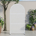 Casaphoria 72" H x 35" W Arched Metal Privacy Screen - Elegant Freestanding Outdoor Screen for Deck, Patio & Balcony - Versatile Decorative Privacy Panels for Home & Garden Use (White-Laurence)