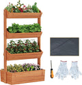 Vertical Wooden Raised Garden Bed Planters Wood Planter Kit Plant Stand Flower Rack Planter Box Gardening for Plants Herbs Flowers Vegetables Outdoor Indoor Freestanding (Orange 4-Tier)