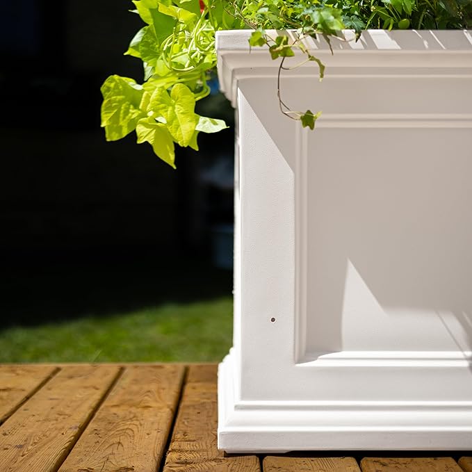 Mayne Fairfield 24-Inch Self Watering Square Planter Box, Weather-Resistant and Durable, Ideal for Indoor and Outdoor Use, Perfect for Patio, Porch, or Entryway