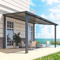 AECOJOY 12' x 8' Gazebo Outdoor Pergola for Patio, 8'x12' Hard Top Lean to Pergolas and Gazebos Clearance with Patio Roof Shelter, Large Wall-Mounted Heavy Duty Awnings for Decks, Backyard