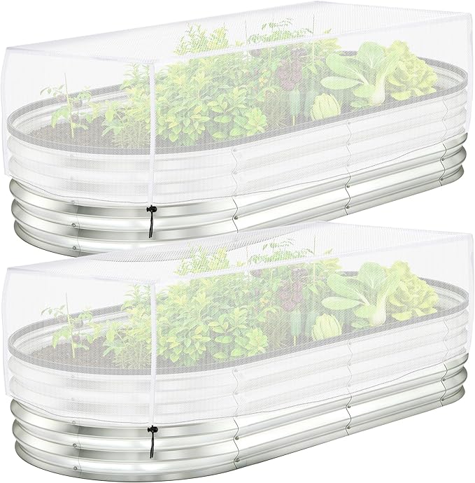 2 Pack Garden Netting for Raised Beds, 55.1" x 30" x 19.6" Garden Bed Insect Bird Netting Cover, Raised Garden Bed Plant Cover Mesh Pest Barrier Screen for Protecting Vegetables Fruits Flowers