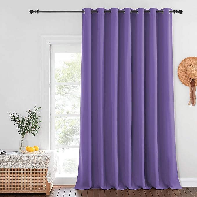 NICETOWN Blackout Patio Curtains 100 x 144 Inches Long for Sliding Door Extral Wide Blackout Curtain Panels Thermal Insulated Room Divider - Grommet Top, 100" W x 144" L, 1 Panel, Lilac Purple