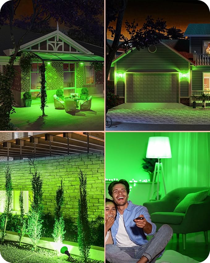EDISHINE St.Patrick's Day/Easter Decorations PAR38 Green LED Flood Light Bulbs, Dimmable LED Light Bulb, 18W(120W Equivalent), Outdoor Weatherproof Light Bulb, E26 Base, 4 Pack