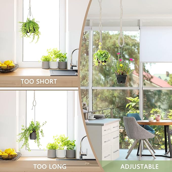 4 Pcs Hanging Plant Extender Macrame Plant Hanger Extender Large Hanging Rope for Spring Wall Holders Indoor Outdoor Home Decor