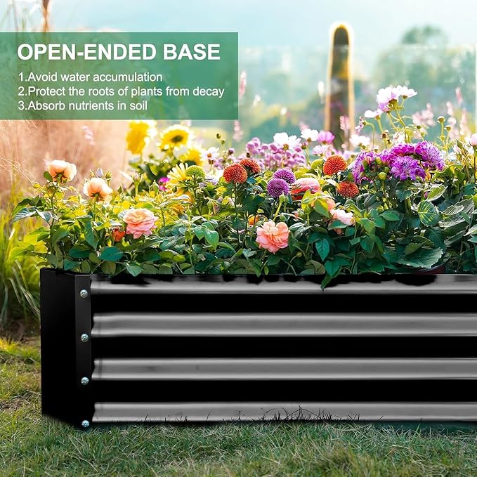 Land Guard 3 Pack 6×3×1ft Galvanized Metal Raised Garden Bed, Metal Planter Kit Box Outdoor for Deep-Rooted Vegetables, Flowers, Green and Herbs, Gray