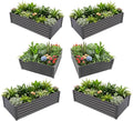 A ANLEOLIFE Set of 6, 18 Inch Tall Quartz Grey Raised Garden Beds Kit, Rectangular & Square Metal Planters for Structured Garden Layouts