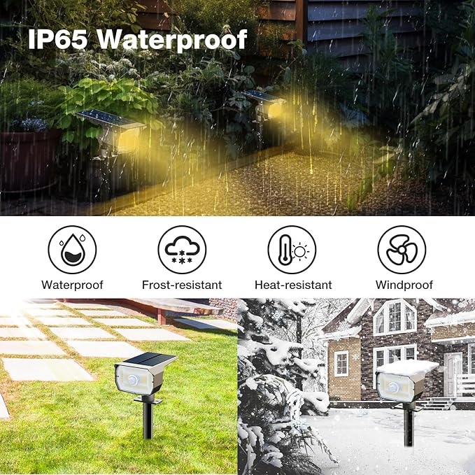 nipify 6 Pack Solar Lights Outdoor Waterproof, Motion Sensor Spot Lights 3 Modes Solar Powered Spotlights 2-in-1 Auto On/Off Landscape Lighting for Outside Yard Wall Garden, Warm White