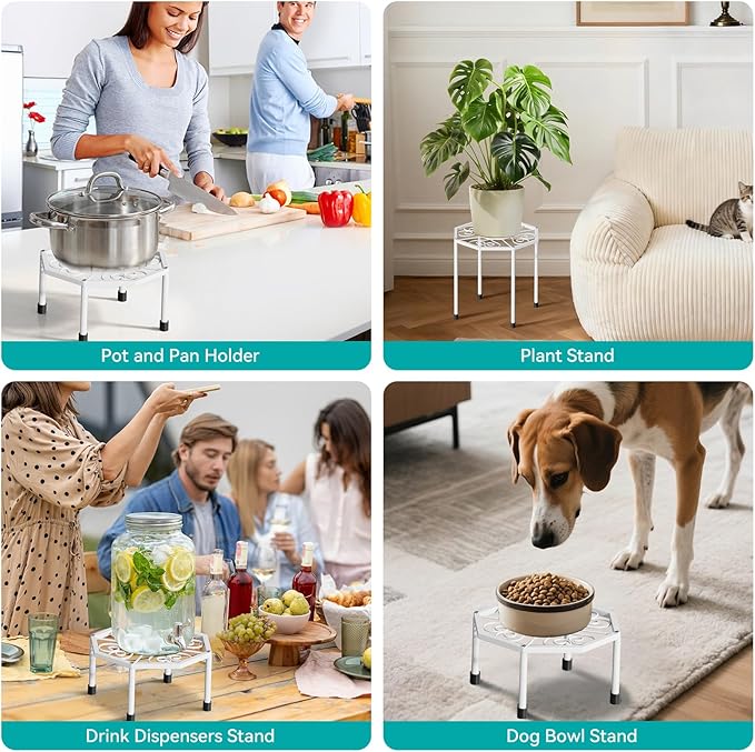 5-Pack Metal Plant Stands for Outdoor Indoor, Anti-Rust Iron Flower Pot Stand, Heavy Duty Plant Pot Shelf for Multiple Plant, Decoration Racks for Home, Patio & Garden (White)