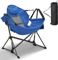 Ainfox Hammock Camping Chair, Foldable Portable Rocking Chairs for Adults Outside Swinging Camp with Cup Holder Pillow for Outdoor Patio Poolside (Blue)