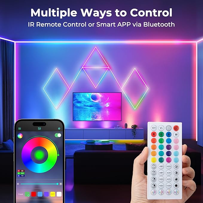 100FT LED Neon Rope Lights, Flexible Led Rope Lights Control with App/Remote, IP67 Outdoor RGB Color Changing Led Neon Lights Waterproof, Music Sync Led Strip Neon Lights for Bedroom Decor