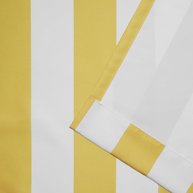 Exclusive Home Canopy Stripe Indoor/Outdoor Grommet Top Curtain Panel, 54"x96", Sunbath / White, Set of 2