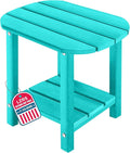 LZRS Outdoor Side Table - 2-Tier Adirondack HDPE Patio End Table for Pool, Porch,Balcony & Backyard,Weather Resistance for Indoor and Outdoor use(Turquoise)