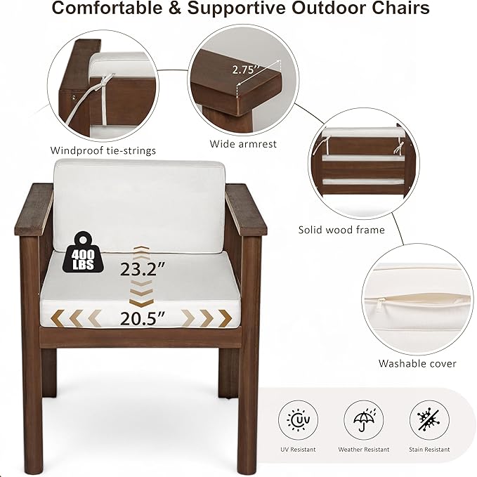 Merax 7-Piece Patio Dining Table Set,Outdoor Furniture Set with 72.8" Rectangle Table & 6 Chairs,Adjustable Leveling Feet,Umbrella Hole for Backyard,Garden,Poolside,Brown+ Beige