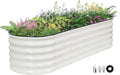 Galvanized Raised Garden Bed - 6×2×1.4ft Planter Raised Beds for Gardening | Oval Metal Garden Planter Box with Safety Edging and Gloves for Vegetables Fruits and Flower White