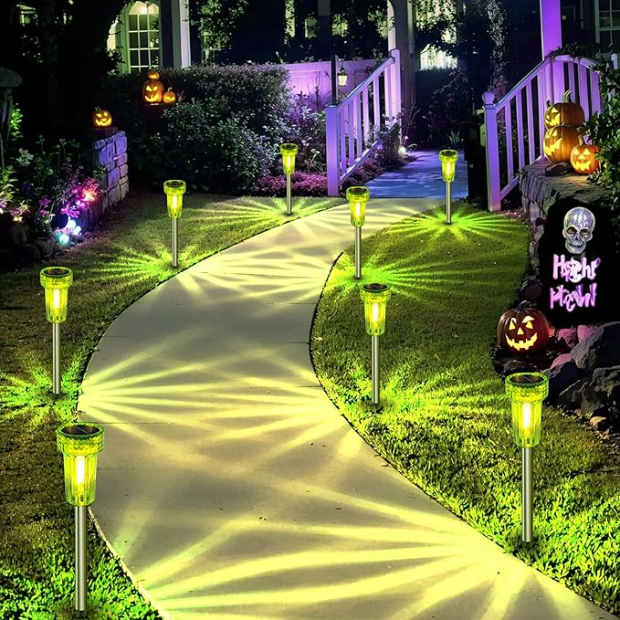 St Patricks Day Decorations Solar Pathway Lights Outdoor,Green Solar Lights LED Waterproof, St. Patrick's Day Solar Lights Auto Dusk-to-Dawn for Yard, Path, Garden, Walkway, Landscape 8 Pack