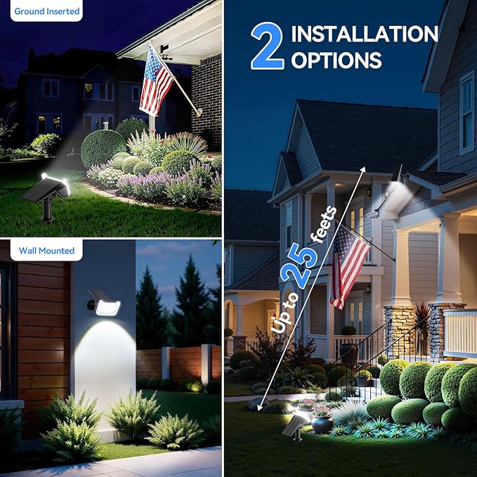 WdtPro Solar Spot Lights Outdoor Waterproof, 6 Pack, Bright Solar Landscape Lights with Extra-Large LEDs, 3 Modes Spotlights, Solar Powered Light for Yard Garden Pathway Wall, Cool White