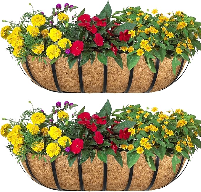 2pack 16-inch Window Sill Window Railing Planters with Cocoa Liner for Outdoor Balconies, Porches, Fences, Patio Railings