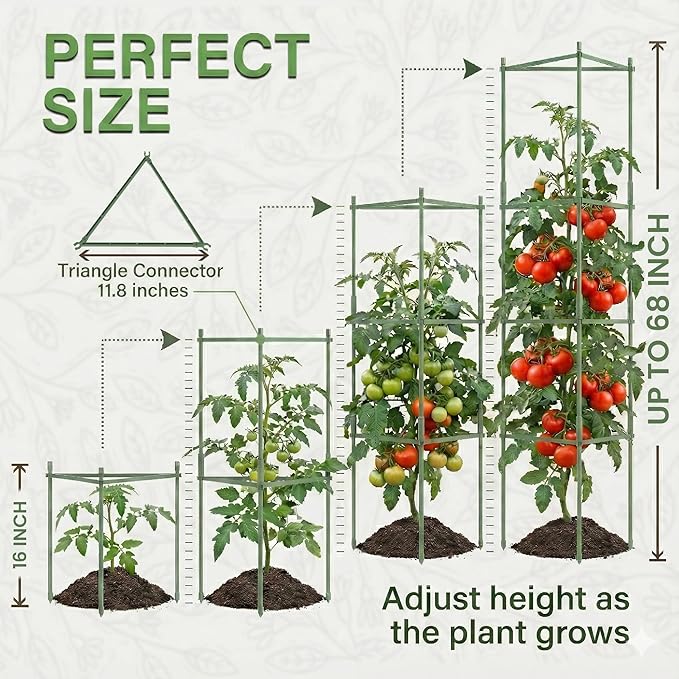 K-Brands Tomato Cage – Premium Tomato Plant Stakes Support Cages Trellis for Garden and Pots (Upto 68 Inches Tall)