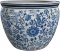 Red Lantern Large 20" Porcelain Fishbowl Blue & White Floral Planter or Cachepot for Indoor/Outdoor Use in Garden Entryway Living Room Boho Eclectic Modern Contemporary Classic Traditional Style Decor