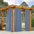 NICETOWN 2 Panels Outdoor Curtains Waterproof Pocket & Back Tab on Top & Bottom, Thermal Insulated Fixed Windproof Outdoor Drapes Privacy for Patio with Rope for Fixed, W52 x L84, Stone Blue