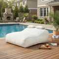 Merax Outdoor Bean Bag Chair Sun Lounger for 2 Adult, 73" Big Comfy Outdoor Bean Bag Daybed Couch with Headrest, Water-Resistant Fabric Patio Chaise Lounger Chair for Pool Balcony Beach Deck, Beige