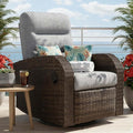 Outdoor Swivel Recliner Chair, All-Weather Wicker Reclining Patio Chair with Adjustable Backrest and Footrest