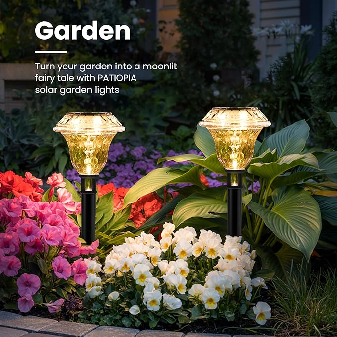 Solar Pathway Lights Garden Decor for Yard, Solar Garden Lights for Outside Waterproof Landscape Lighting, Garden Decorative for Walkway, Driveway, Yard, Landscape, Lawn (6 Pack Warm White)