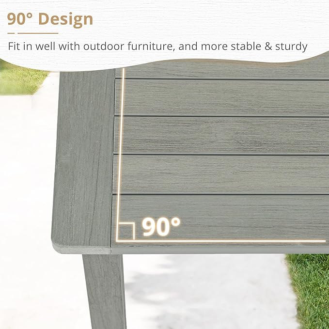LUE BONA Outdoor Coffee Table, HDPS Patio Coffee Tables for Outside Rectangle, Adjustable Levelling Feet/Weather Resistant, Patio Table for Deck, Pool, Balcony, Indoor or Outdoor Use, Gray