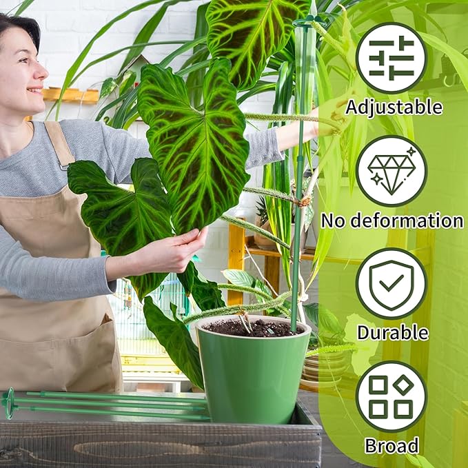Extendable Plant Stakes,Adjustable Length from 17.9IN to 42.3IN Monstera Support Stakes with Clips,Sturdy Plant Stakes for Indoor Outdoor,Garden Sticks for Tomato,Orchid,Climbing Plants- 5Pack