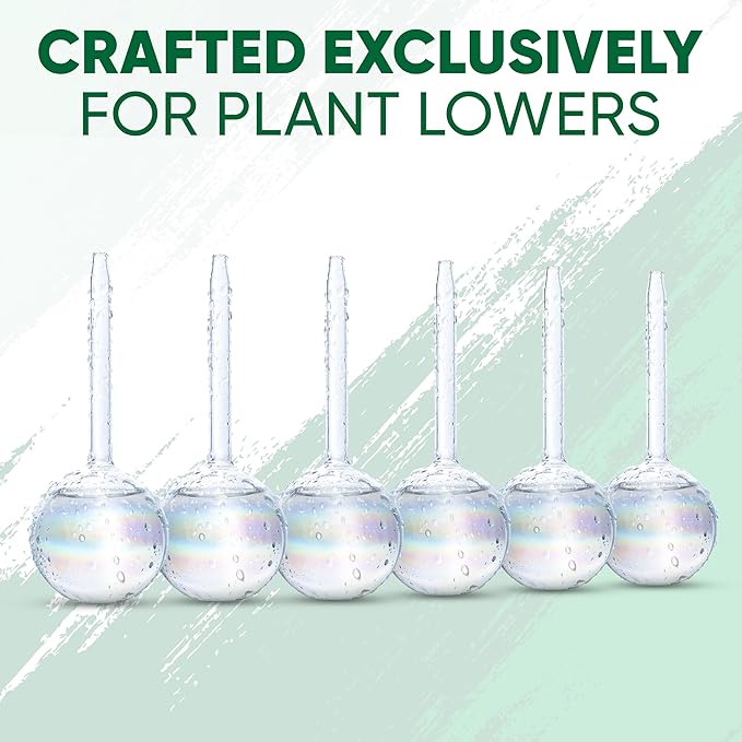 Clear Plant Watering Globes Set of 6 - Small Self Watering Globes for Indoor & Outdoor Plants - Automatic, Glass Watering Bulbs for Daily Use, Plant Watering Devices