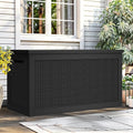 YITAHOME XXL 260 Gal Large Deck Box, Outdoor Resin Storage Box, Rattan Storage Container for Patio Furniture, Garden Tools, Waterproof, Lockable (Black)
