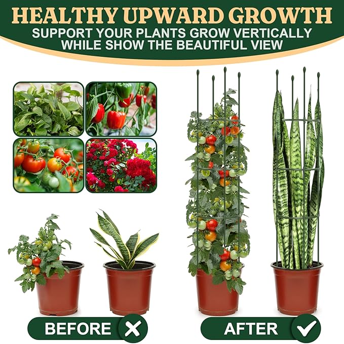 Garden Trellis, Tomato Cage Tall Plant Support Climbing Vines Flowers Stands Cucumber Trellis Plant cage(Tall 55.1 inches，2 Pack)