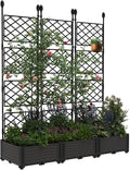 IDEALHOUSE Raised Garden Bed Kit with Trellis, Vertical Metal Planter Box for Small Space, Balcony Privacy Screen for Climbing Plants & Flowers, Patio Vertical Gardening Solution, Black