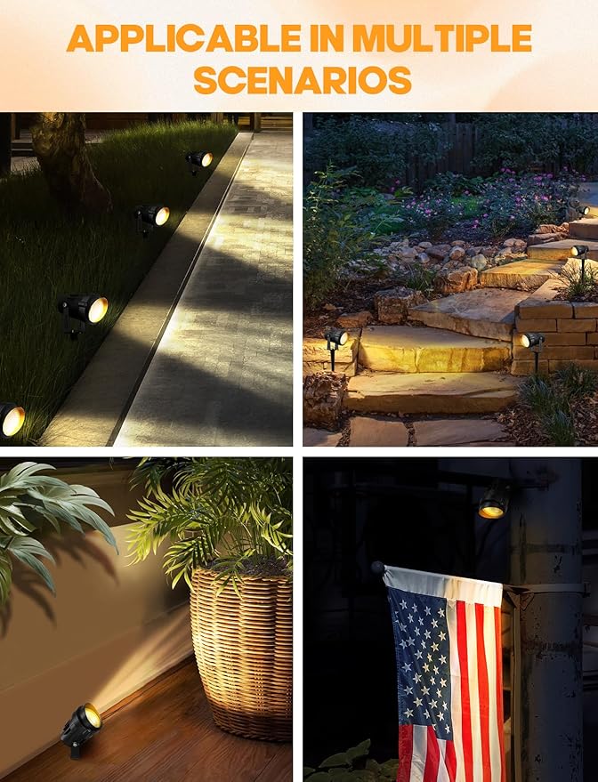 12W Low Voltage LED Landscape Lights - 12V Super Warm White Spotlight Landscape Lighting, IP65 Waterproof Christmas Decorative Lights Outdoor Indoor for Tree Garden Yard Pathway, 4 Pack with Connector