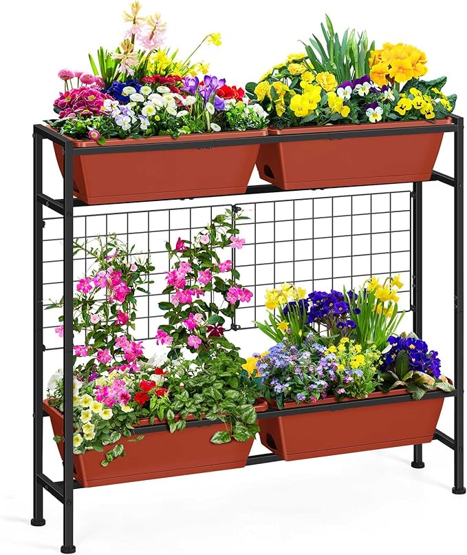 Raised Garden Beds with Legs, Elevated Planter Box Outdoor for Vegetables, Flowers, Herbs, Indoor Standing Garden Bed with Drainage Holes for Backyard Patio Gardening, Red
