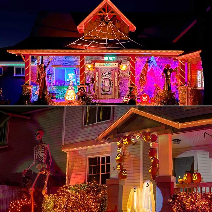 100ft LED Rope Lights Outdoor, 720 LED Connectable and Flexible Tube Lights with 8 Modes, Waterproof Indoor Outdoor LED Rope Lighting for Deck, Garden, Pool, Patio,Party, Holloween Decoration (Orange)