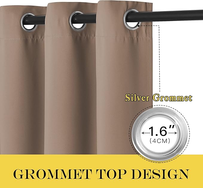 NICETOWN Blackout Window Curtain Extra Long - (W52 x L120, Cappuccino, 1 Piece) Thermal Insulated Soft Curtain Panel for Living Room Window Treatment Drape
