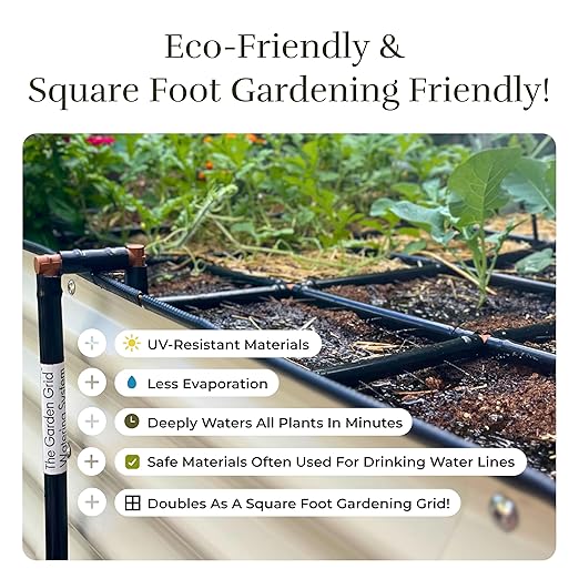 The Garden Grid | Preassembled Garden Watering System for Raised Beds | Drip Irrigation System & Soaker Hose - But Better | 1-Min Setup, USA-Made, Lasts 5-10x Longer | Size: 2x8 -Dims: 22.5"x88"