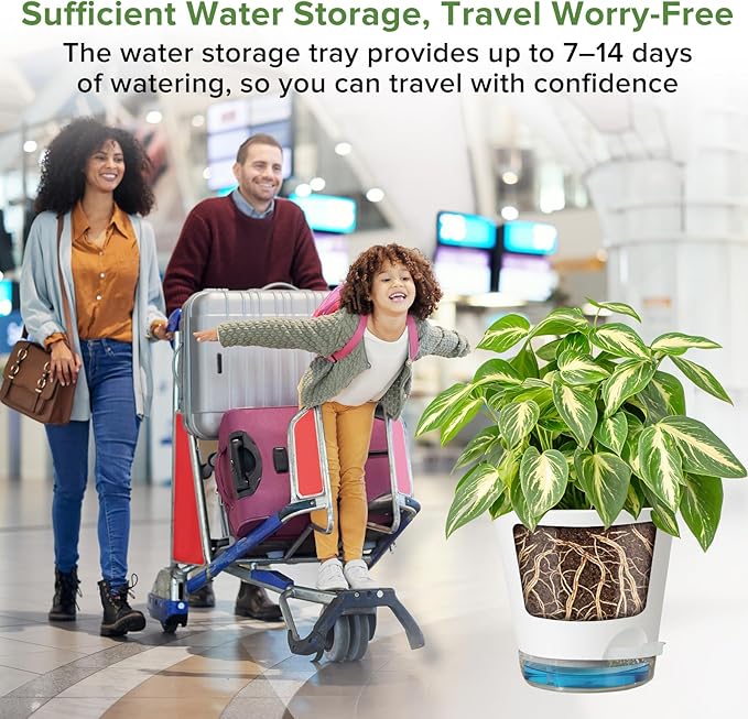 GARDIFE 2026 Upgraded Self Watering Plant Pots with Drainage Hole, 8/7/6.5/6/5.5/5/4 Inch Flower Planting Containers for House Plants, African Violet, Flowers, Cactus (White, 8+7+6.5+6+5.5+5+4 inch)